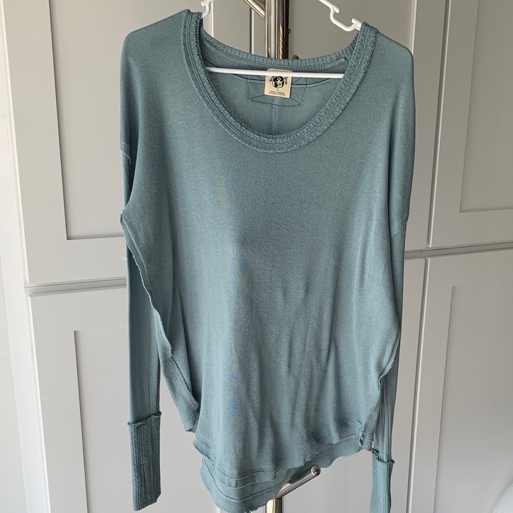 We The Free Dusty Blue/Teal Long Sleeve Tee, size S.